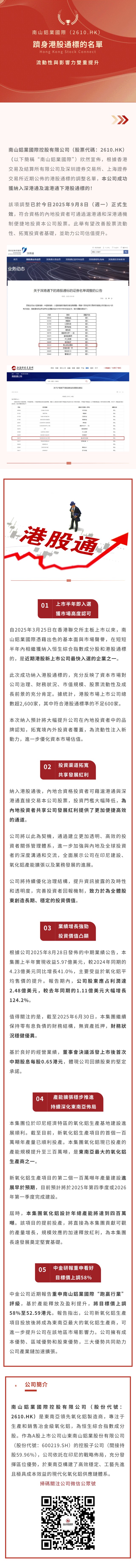 【长图】南山鋁業國際（2610.HK）躋身港股通標的名單 流動性與影響力雙重提升.jpg